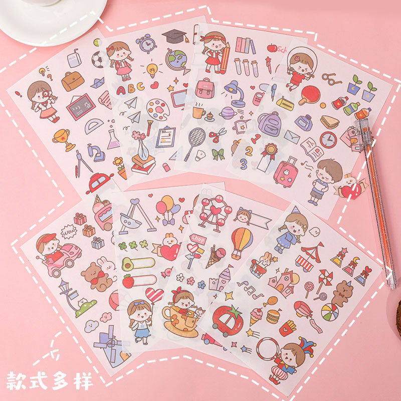 Stiker Girl DIY Sticker Karakter Kartun Set 4 Lembar