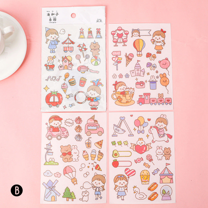 Stiker Girl DIY Sticker Karakter Kartun Set 4 Lembar