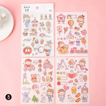 Stiker Girl DIY Sticker Karakter Kartun Set 4 Lembar