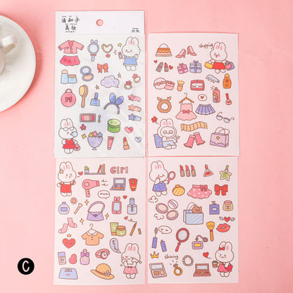 Stiker Girl DIY Sticker Karakter Kartun Set 4 Lembar