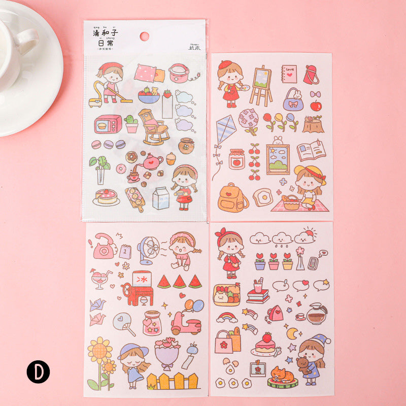 Stiker Girl DIY Sticker Karakter Kartun Set 4 Lembar