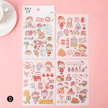 Stiker Girl DIY Sticker Karakter Kartun Set 4 Lembar