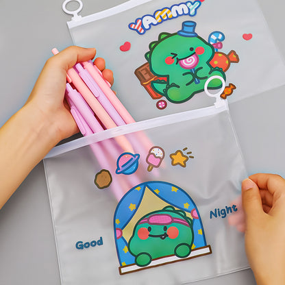 Zip Pouch Tas Dompet Kosmetik Pensil Alat Tulis Transparan Dinosaurus