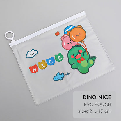 Zip Pouch Tas Dompet Kosmetik Pensil Alat Tulis Transparan Dinosaurus