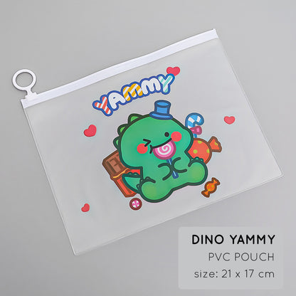 Zip Pouch Tas Dompet Kosmetik Pensil Alat Tulis Transparan Dinosaurus