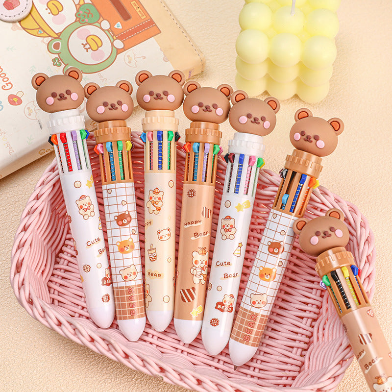Bolpoin Pulpen Kombinasi 10 Warna Motif Karakter Kartun Lucu