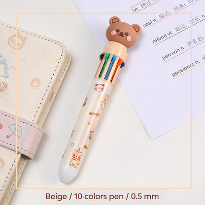 Bolpoin Pulpen Kombinasi 10 Warna Motif Karakter Kartun Lucu