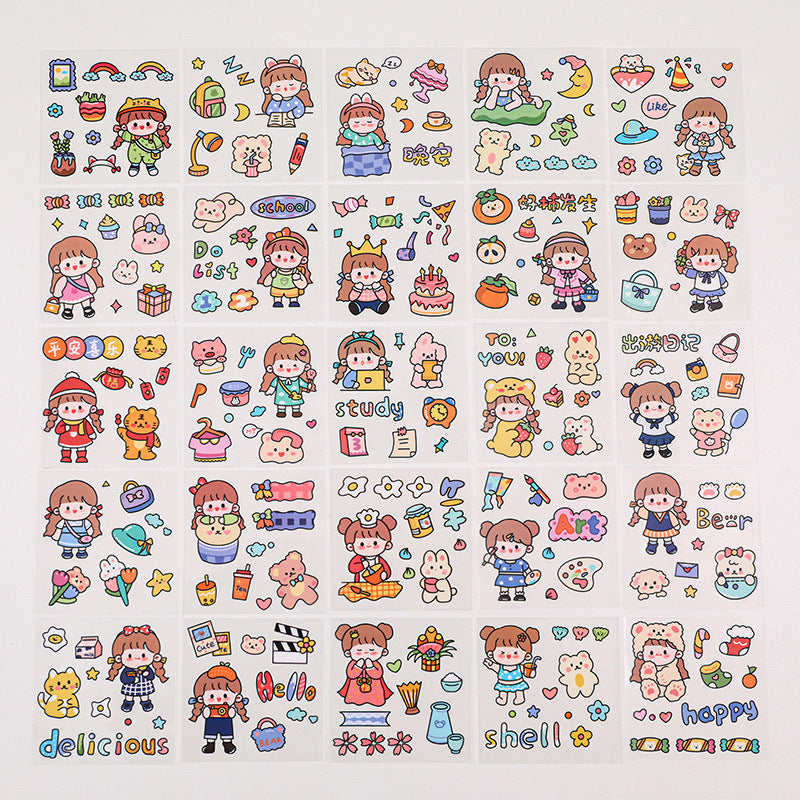 Stiker Girl Sticker Karakter Kartun Set 25 Lembar