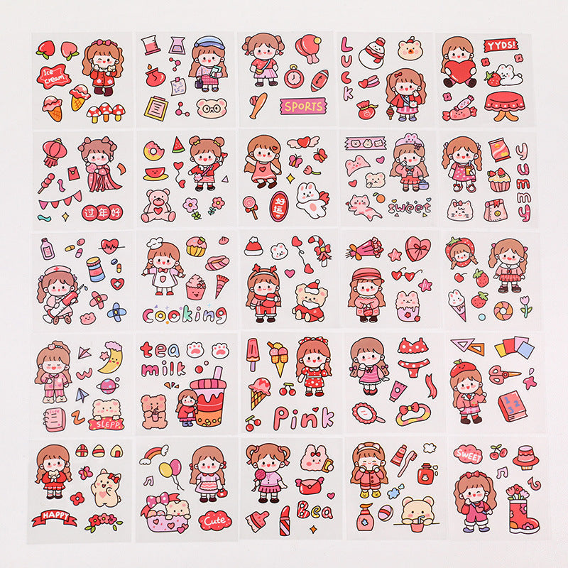 Stiker Girl Sticker Karakter Kartun Set 25 Lembar