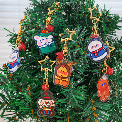Gantungan Kunci Bintang Bell Akrilik Natal Acrylic Star Christmas Keychain