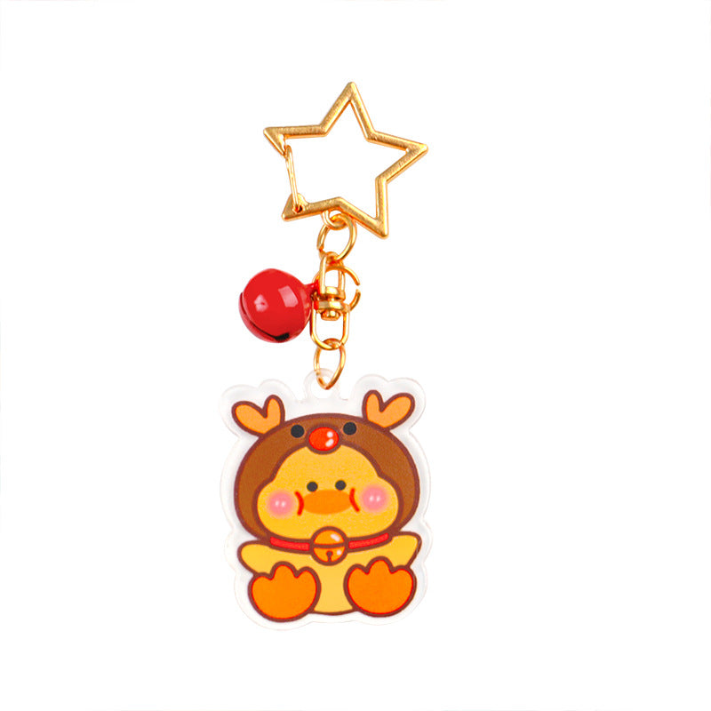 Gantungan Kunci Bintang Bell Akrilik Natal Acrylic Star Christmas Keychain