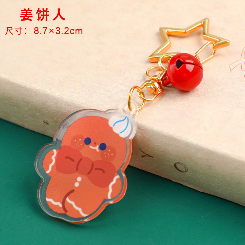 Gantungan Kunci Bintang Bell Akrilik Natal Acrylic Star Christmas Keychain