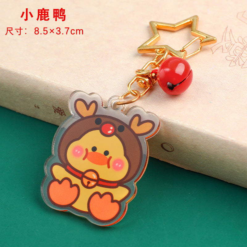 Gantungan Kunci Bintang Bell Akrilik Natal Acrylic Star Christmas Keychain