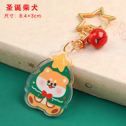 Gantungan Kunci Bintang Bell Akrilik Natal Acrylic Star Christmas Keychain
