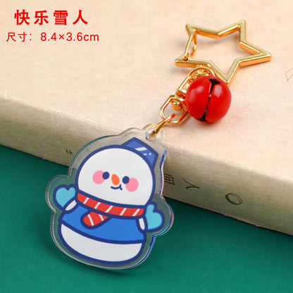 Gantungan Kunci Bintang Bell Akrilik Natal Acrylic Star Christmas Keychain