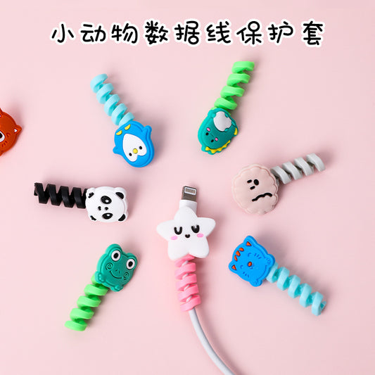 Cable Saver Twist Cable Protector Spiral Pelindung Ujung Kabel Android Apple Karakter Hewan Lucu
