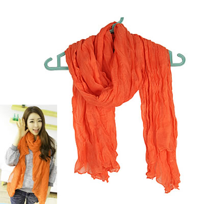 Embossed Orange Fold Design Scarves