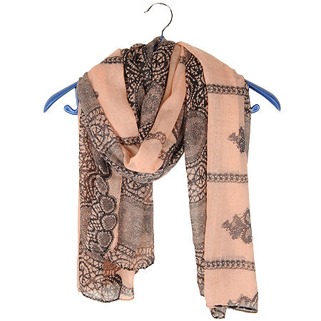 Pink Lace Pattern Fashion Scarves