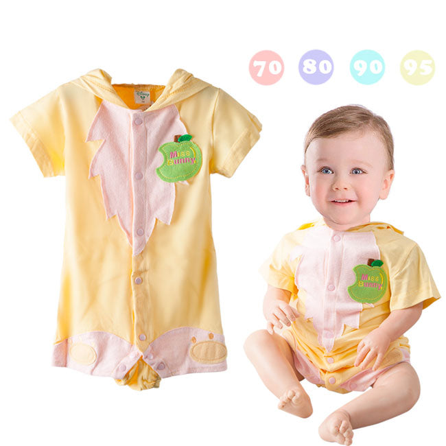 Kids Romper Yellow Bunny Short Sleeved Hooded Baby