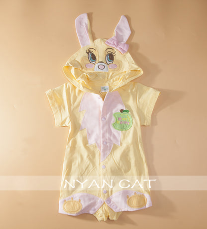 Kids Romper Yellow Bunny Short Sleeved Hooded Baby