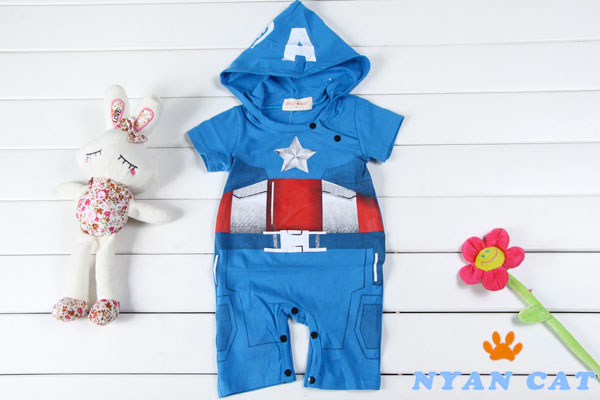 Boy Romper Captain America Baby Short Sleeved