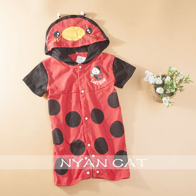 Kids Romper Ladybug Short Sleeved Hoodie Baby