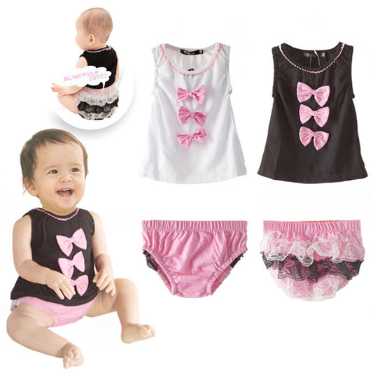 Girl Bow Lace Top and Pants Baby