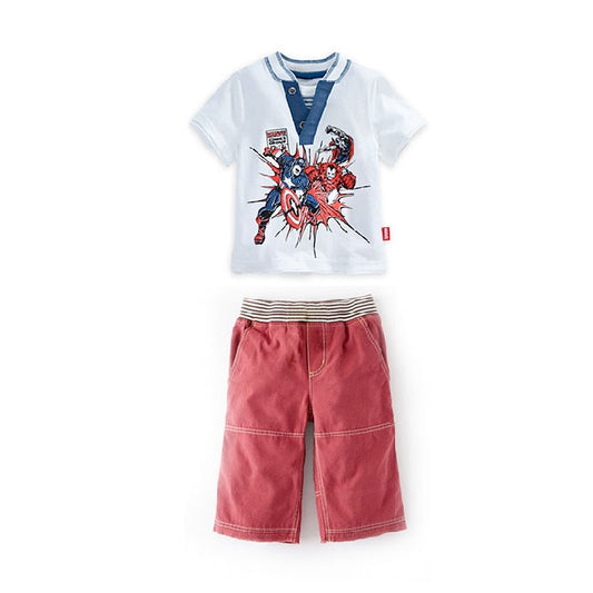 Boy White T-Shirt and Red Pants Marvel Two Pieces