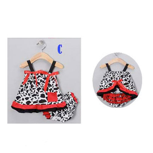 Girl Dress Cow Skin Sleeveless Baby and Pants