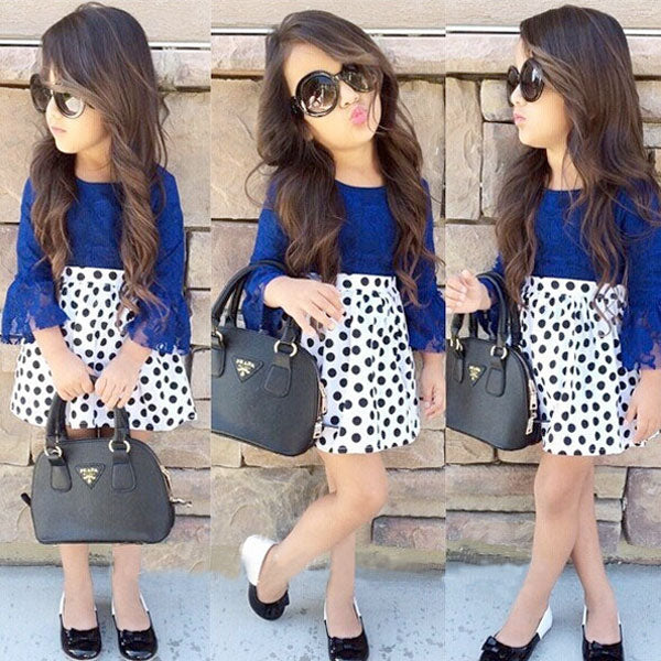 Girl Lace Blouse and Dots Skirt