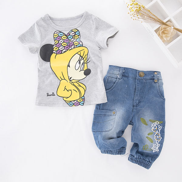 Girl Minnie Mouse Set T-Shirt and Jeans Pants