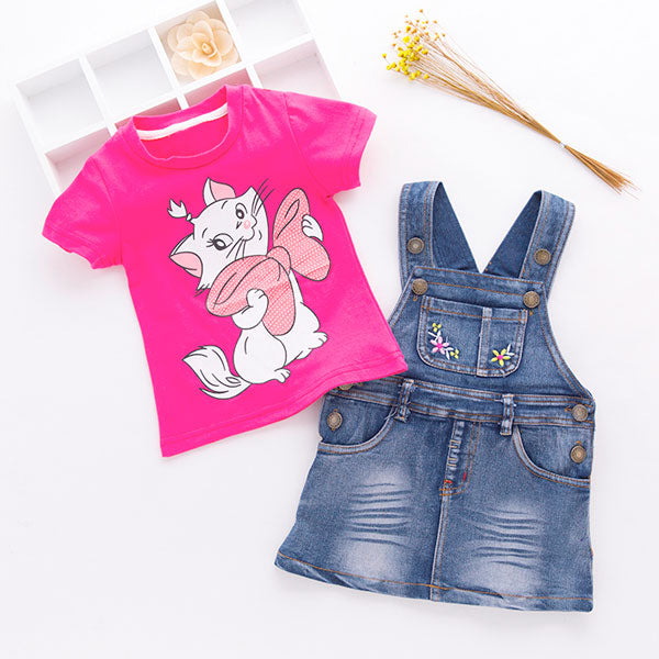 Girl Dress Marie Cat Set T-Shirt and Jeans