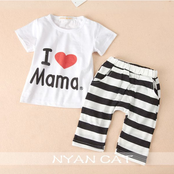 Kids I Love T-Shirt and Striped Pants