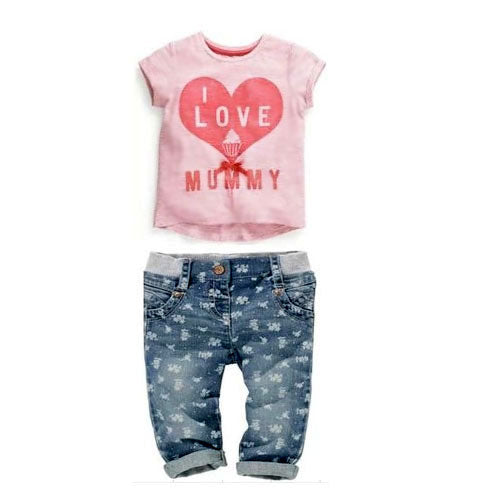 Kids Casual Suit I Love Mom Dad Pink