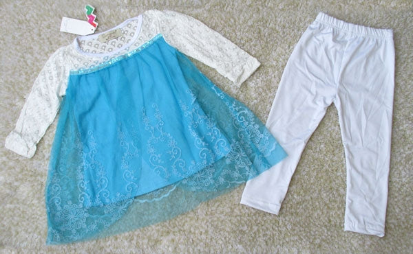 Girl Dress Frozen Princess Blue with Pants