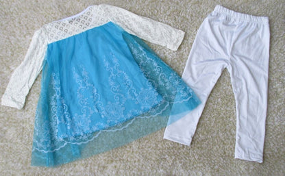 Girl Dress Frozen Princess Blue with Pants