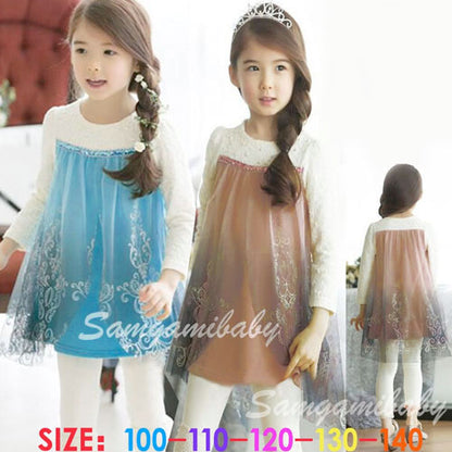 Girl Dress Frozen Princess Blue with Pants