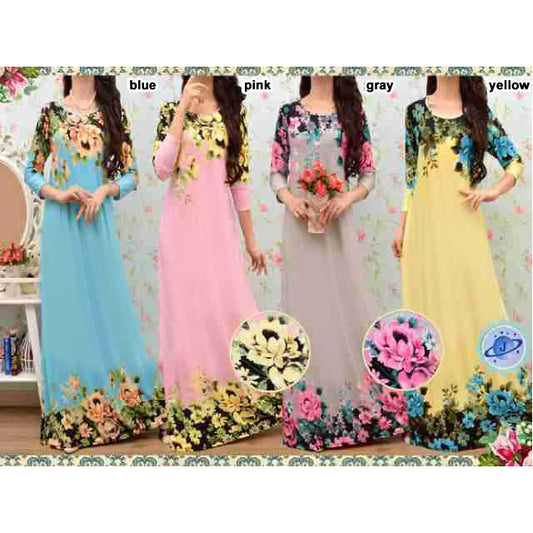 Flower Long Sleeved Long Dress Gamis