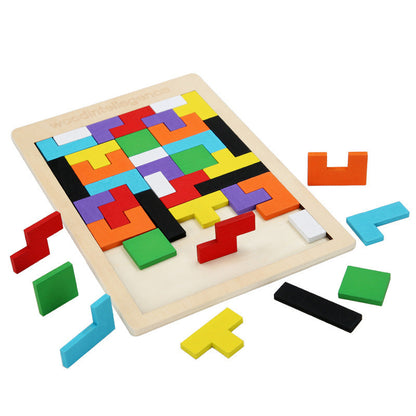 Wood Intelligence Mainan Edukasi Anak Puzzle Tetris Kayu