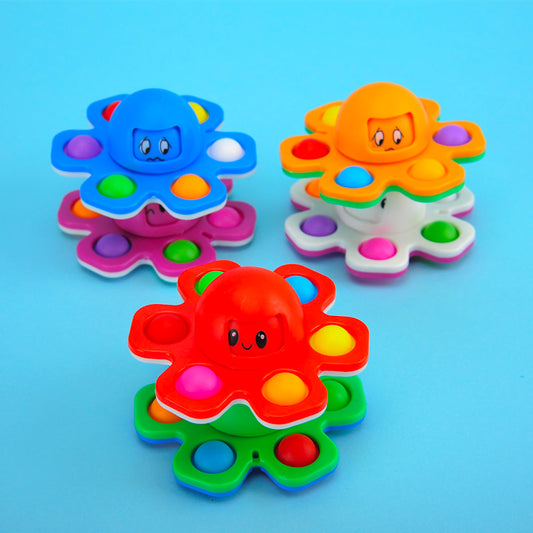 Mainan Gurita Fidget Spinner Pop It 3 Wajah Anti Stress