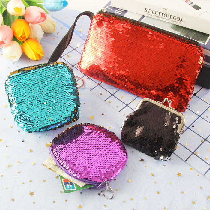 Dompet Koin Tas Kecil Tempat HP Sequins Flip