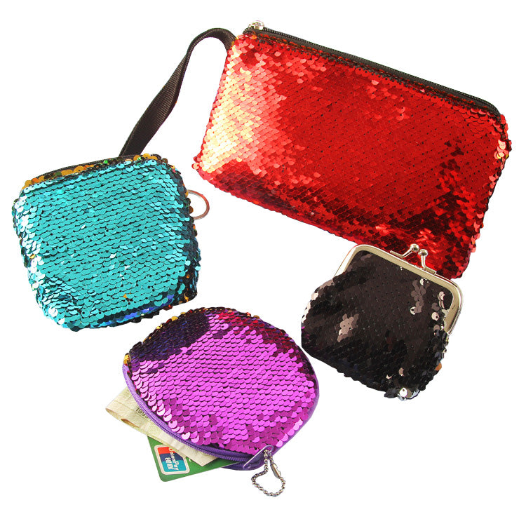 Dompet Koin Tas Kecil Tempat HP Sequins Flip