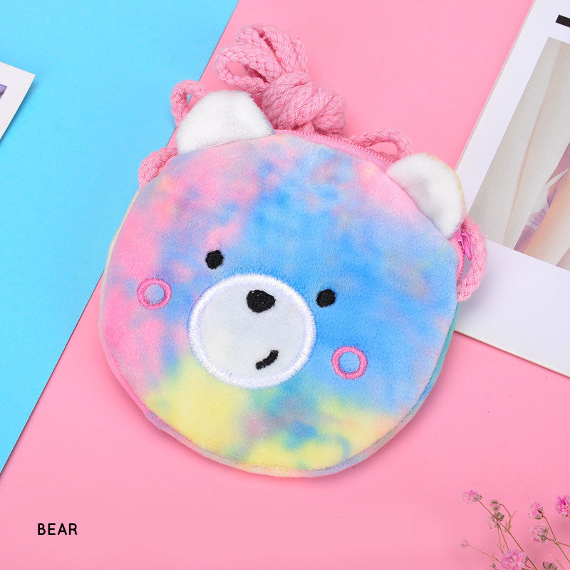 Tas Selempang Bulu Kepala Unicorn Beruang Rainbow