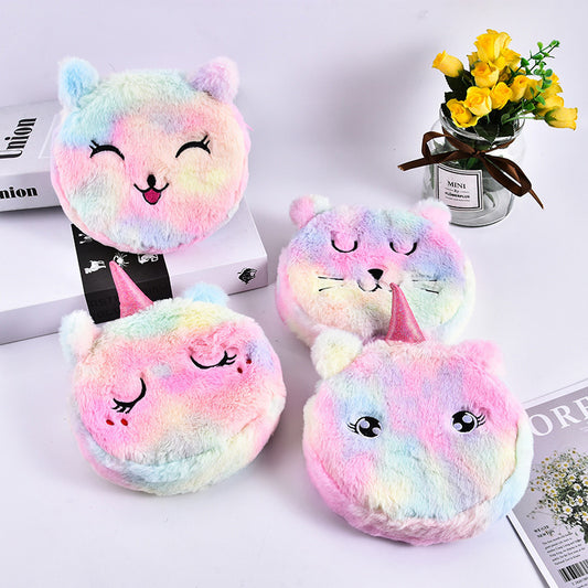 Tas Selempang Bulu Kepala Unicorn Kucing Rainbow