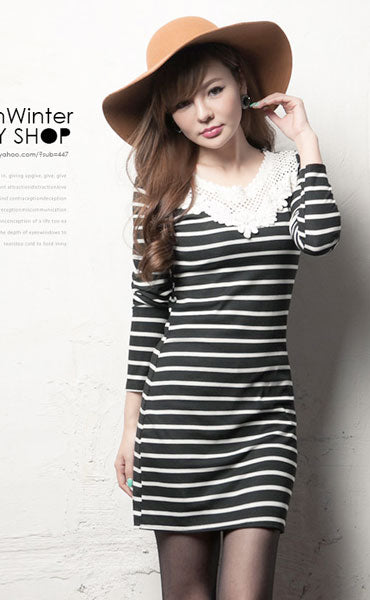 Casual Dress Striped Lace Import