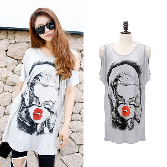 T-Shirt Marilyn Monroe Hollow Shoulder