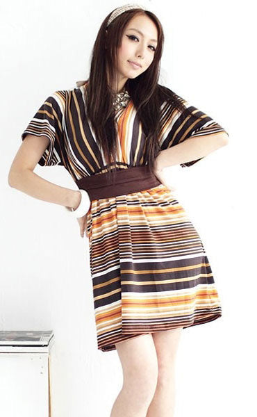 Dress V Neck Stripes Salur Colorful