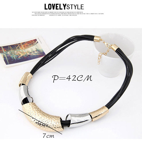 Gold Silver Metal Geometrical Shape Fashion Necklace