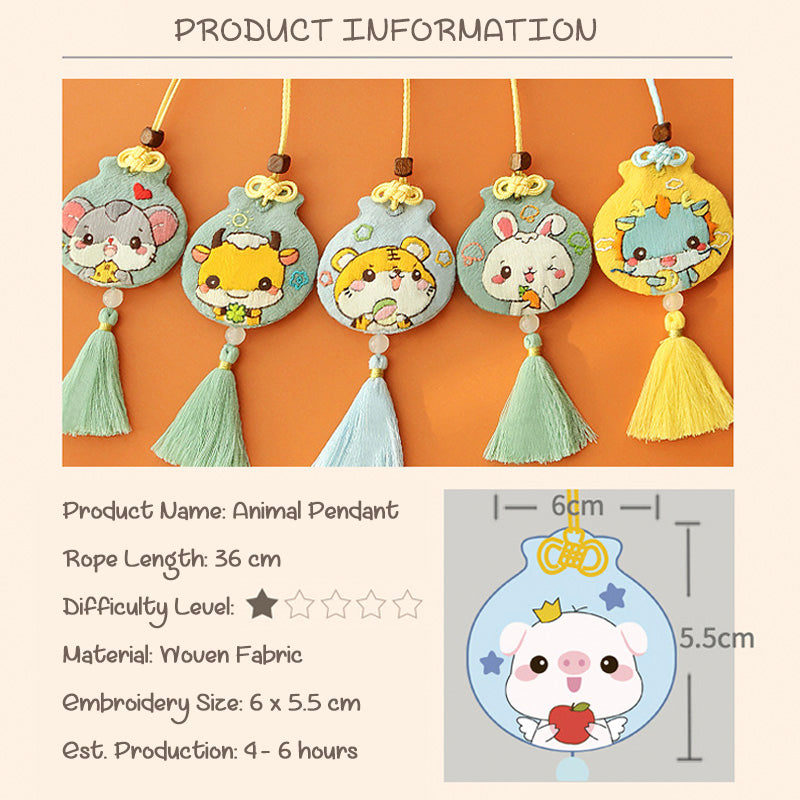 DIY Set Gantungan Sulam Animal Zodiac Pendant Embroidery Kit