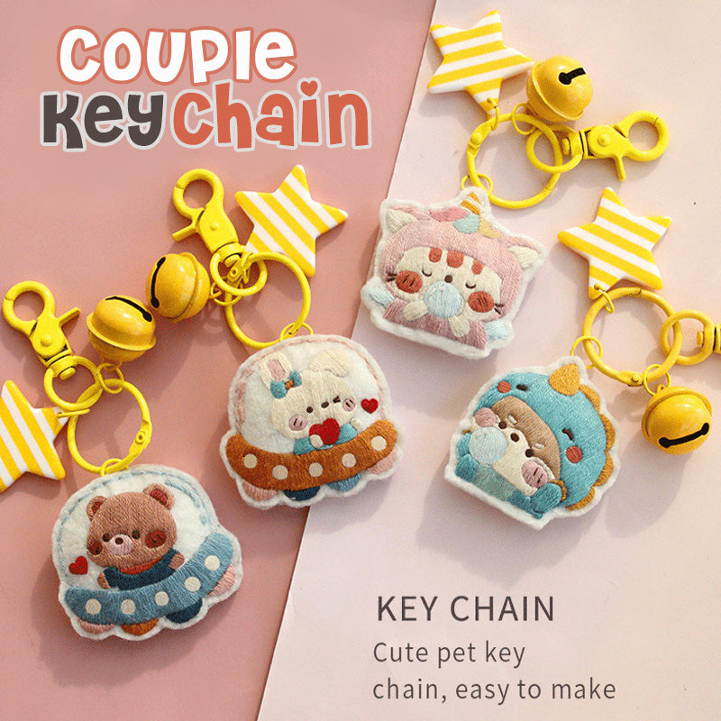 DIY Set Gantungan Kunci Sulam Couple Keychain Pendant Embroidery Kit